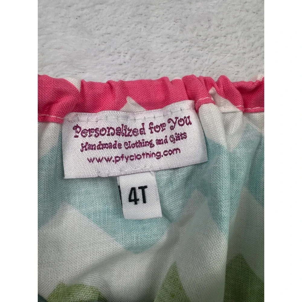 Personalized for You Girls 4T Chevron Polka Dot Handmade Cotton Dress